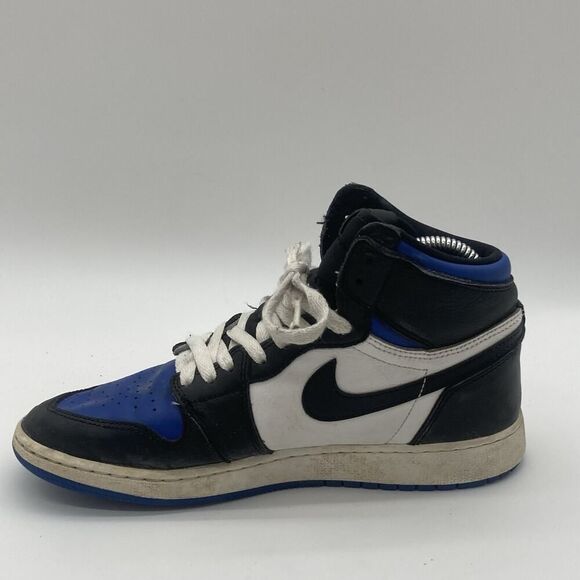 Youth Size 7Y Gs Jordan 1 High Royal Toe Shoe Blue Black Nike Air Retro OG 2020 - Picture 5 of 9